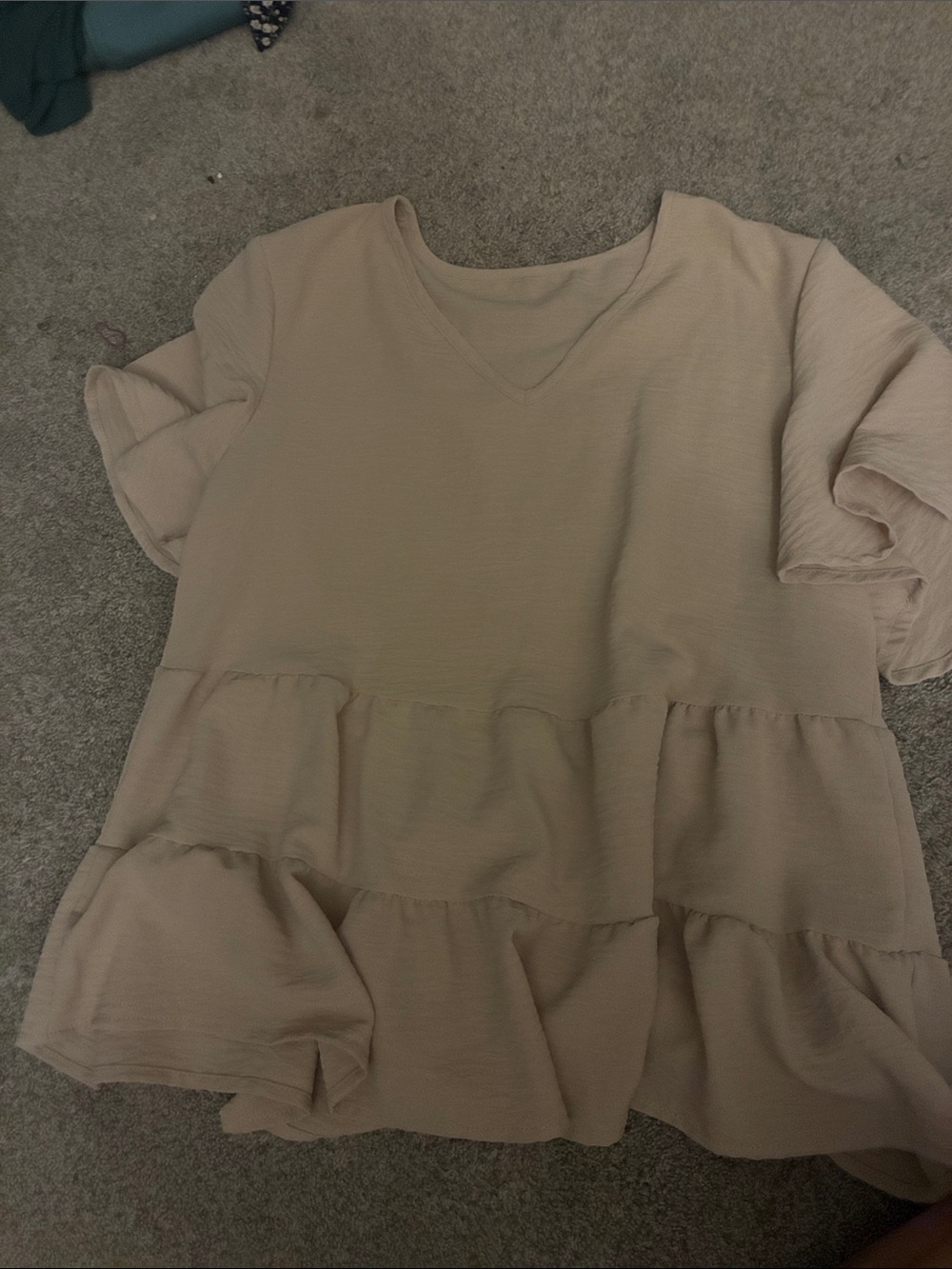 Women's Tiered V-Neck Ruffle Top - Beige